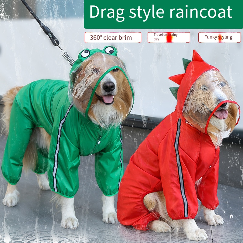 Dog Raincoat - Dog Raincoat Waterproof Dogface Large Dog